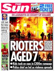 The Sun (UK) Newspaper Front Page for 8 August 2011