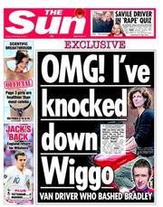 The Sun (UK) Newspaper Front Page for 9 November 2012