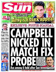 The Sun (UK) Newspaper Front Page for 9 December 2013