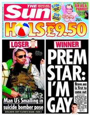 The Sun (UK) Newspaper Front Page for 9 January 2014