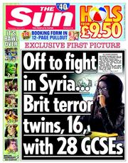 The Sun (UK) Newspaper Front Page for 9 July 2014
