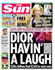 The Sun (UK) Newspaper Front Page for 9 September 2011