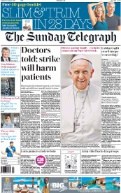 The Sunday Telegraph (UK) Newspaper Front Page for 10 January 2016