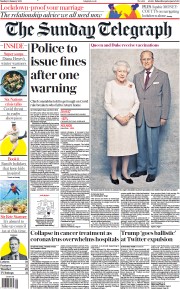 The Sunday Telegraph (UK) Newspaper Front Page for 10 January 2021