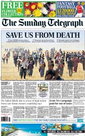 The Sunday Telegraph Newspaper Front Page (UK) for 10 August 2014