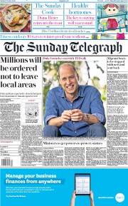 The Sunday Telegraph (UK) Newspaper Front Page for 11 October 2020