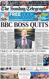 The Sunday Telegraph (UK) Newspaper Front Page for 11 November 2012