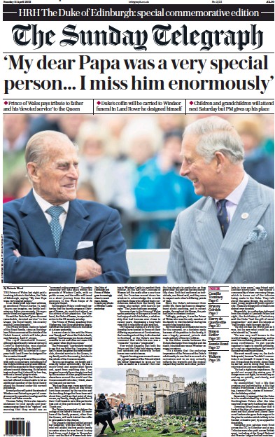 The Sunday Telegraph Newspaper Front Page (UK) for 11 April 2021