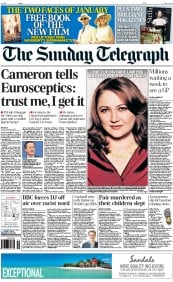 The Sunday Telegraph (UK) Newspaper Front Page for 11 May 2014
