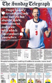 The Sunday Telegraph (UK) Newspaper Front Page for 11 July 2021