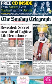The Sunday Telegraph (UK) Newspaper Front Page for 11 September 2011