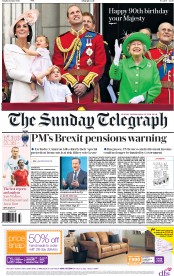 The Sunday Telegraph (UK) Newspaper Front Page for 12 June 2016