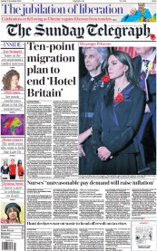 The Sunday Telegraph front page for 13 November 2022