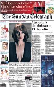 The Sunday Telegraph (UK) Newspaper Front Page for 13 December 2015