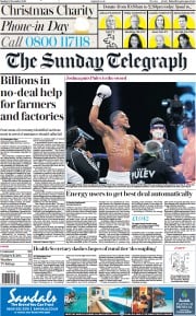 The Sunday Telegraph (UK) Newspaper Front Page for 13 December 2020
