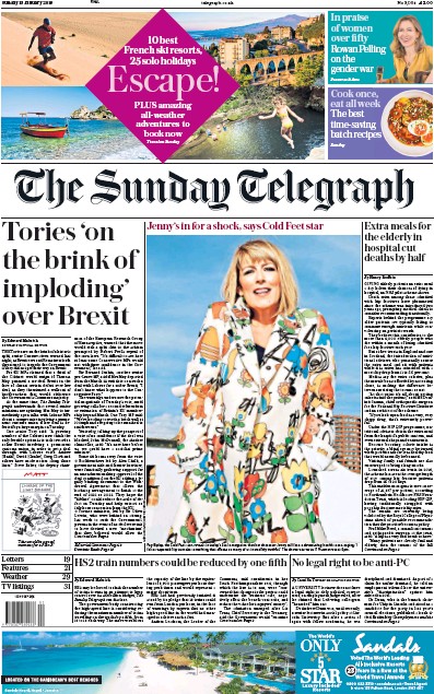 The Sunday Telegraph Newspaper Front Page (UK) for 13 January 2019