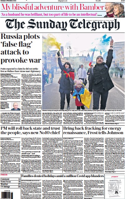 The Sunday Telegraph Newspaper Front Page (UK) for 13 February 2022