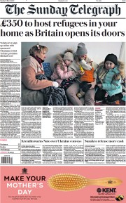 The Sunday Telegraph (UK) Newspaper Front Page for 13 March 2022