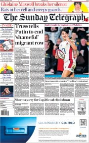 The Sunday Telegraph (UK) Newspaper Front Page for 14 November 2021