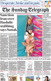 The Sunday Telegraph (UK) Newspaper Front Page for 14 August 2022