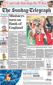 The Sunday Telegraph (UK) Newspaper Front Page for 15 May 2022