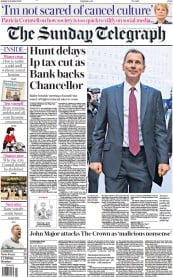 The Sunday Telegraph (UK) Newspaper Front Page for 16 October 2022