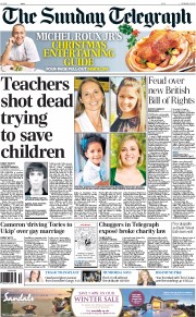 The Sunday Telegraph Newspaper Front Page (UK) for 16 December 2012