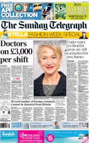 The Sunday Telegraph Newspaper Front Page (UK) for 16 February 2014