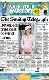 The Sunday Telegraph (UK) Newspaper Front Page for 16 June 2013