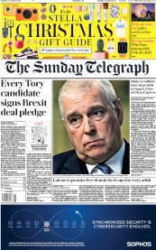 The Sunday Telegraph (UK) Newspaper Front Page for 17 November 2019