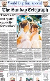 The Sunday Telegraph (UK) Newspaper Front Page for 18 December 2022