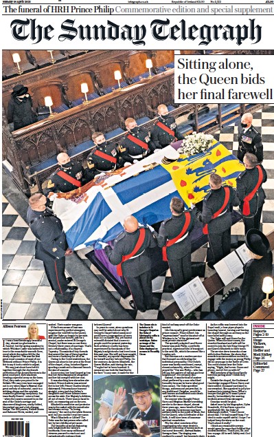 The Sunday Telegraph Newspaper Front Page (UK) for 18 April 2021