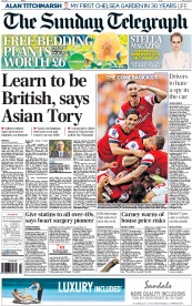 The Sunday Telegraph (UK) Newspaper Front Page for 18 May 2014