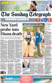 The Sunday Telegraph (UK) Newspaper Front Page for 18 August 2013
