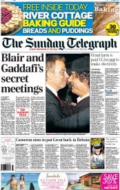 The Sunday Telegraph (UK) Newspaper Front Page for 18 September 2011