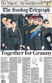 The Sunday Telegraph front page for 18 September 2022