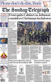 The Sunday Telegraph front page for 19 December 2021
