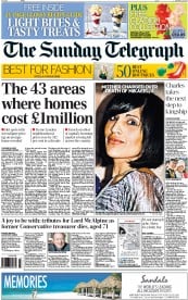 The Sunday Telegraph Newspaper Front Page (UK) for 19 January 2014