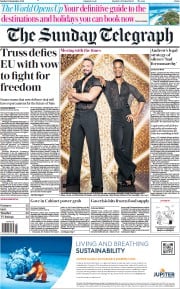 The Sunday Telegraph (UK) Newspaper Front Page for 19 September 2021