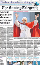 The Sunday Telegraph front page for 1 January 2023