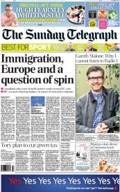 The Sunday Telegraph (UK) Newspaper Front Page for 20 October 2013