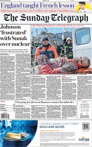 The Sunday Telegraph front page for 20 March 2022