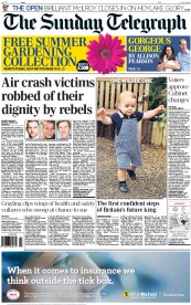 The Sunday Telegraph (UK) Newspaper Front Page for 20 July 2014