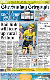 The Sunday Telegraph (UK) Newspaper Front Page for 21 July 2013