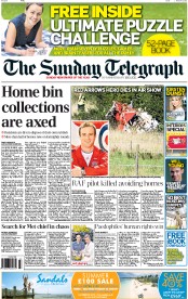 The Sunday Telegraph Newspaper Front Page (UK) for 21 August 2011