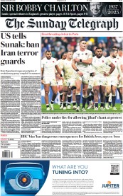 The Sunday Telegraph front page for 22 October 2023