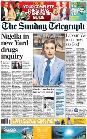 The Sunday Telegraph (UK) Newspaper Front Page for 22 December 2013