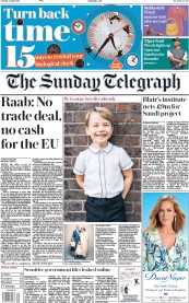 The Sunday Telegraph (UK) Newspaper Front Page for 22 July 2018