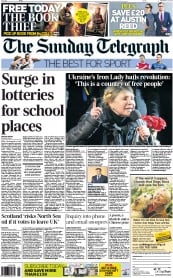 The Sunday Telegraph (UK) Newspaper Front Page for 23 February 2014