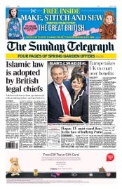 The Sunday Telegraph Newspaper Front Page (UK) for 23 March 2014